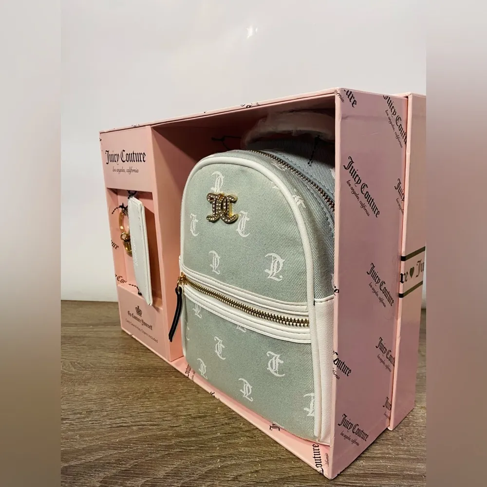 NEW! Juicy Couture monogram backpack, card holder, keychain in box - Image 4