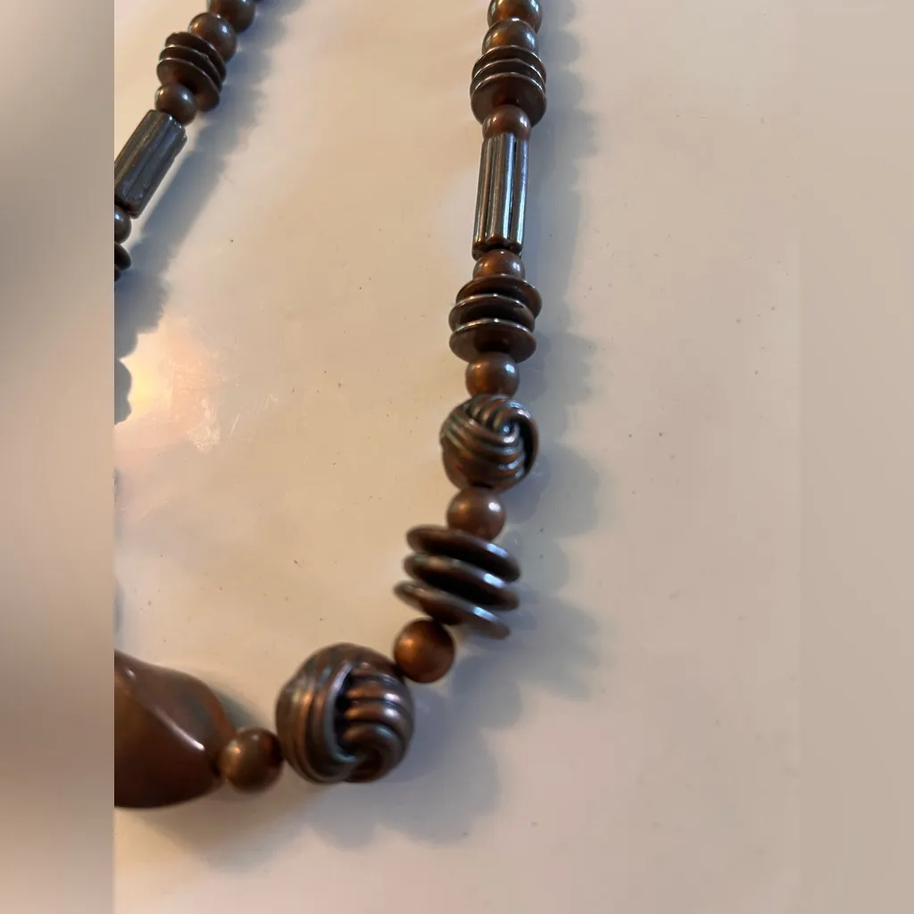 Vintage Brown Gunmetal Color Beaded Necklace
Barrel clasp lightweight bohemian - Image 4