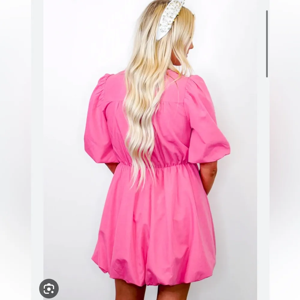 NWT Entro Pink Bubble Hem Dress Sz M - Image 3