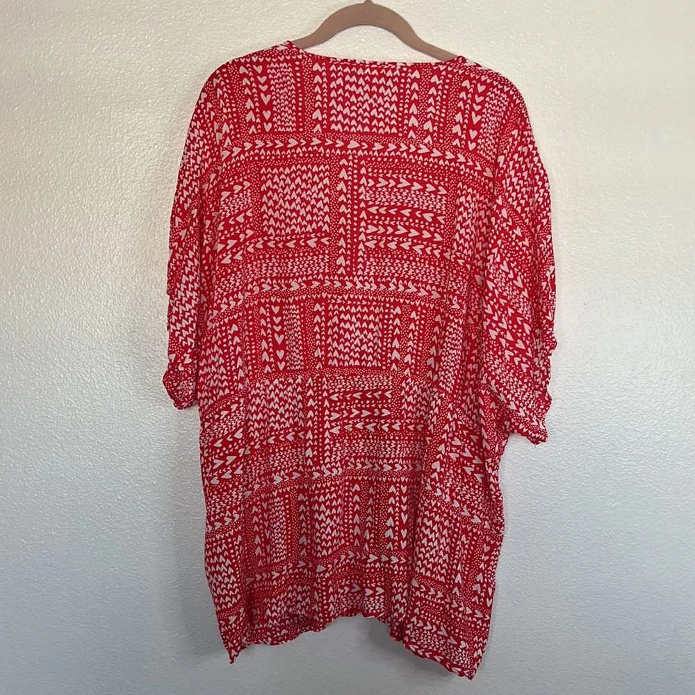 EUC Victoria's Secret Red Hearts Viscose Drawstring Kimono Cover Up Robe OS - Image 7