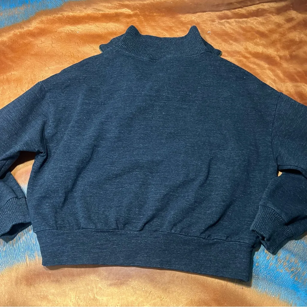 Varley Miller Half Zip-Up Sweatshirt Medium Marl black gray Fold over collar - Image 13