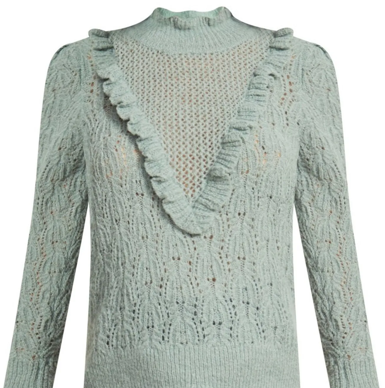 Veronica Beard Alpaca Ruffle Sorina Sweater in Sage Size Medium - Image 1