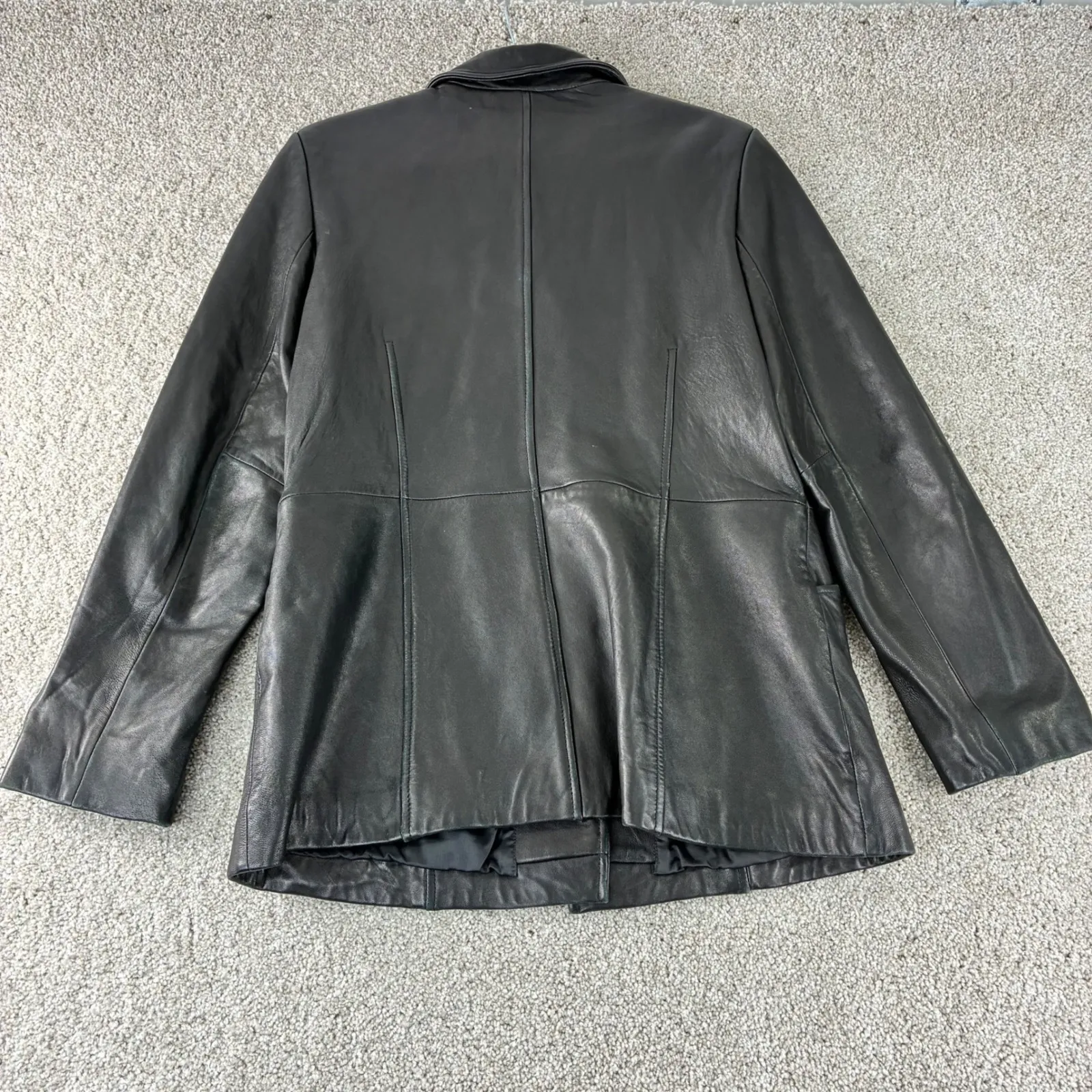 Reaction Kenneth Cole Black Leather Blazer Y2K Jacket Casual Career Women Size L - Image 7