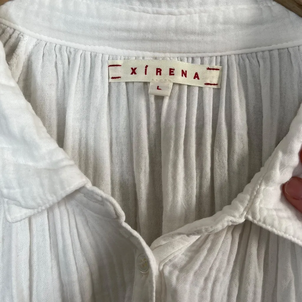 Xirena White Long Sleeve Gauze Cotton Button - Image 4
