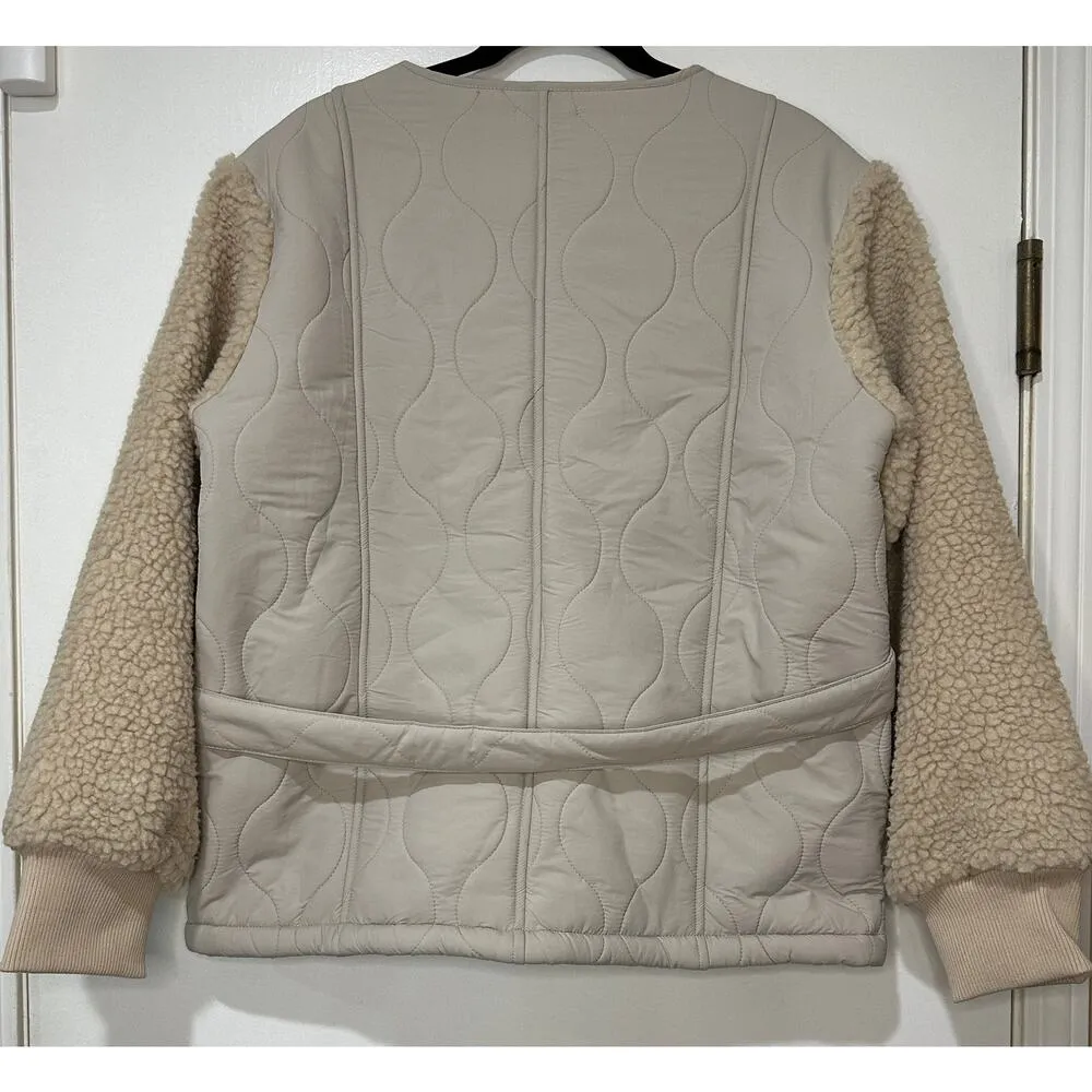 Line + Dot Milan Padded Sherpa Jacket Neutral/Cream Medium NWT Urban Outfitters - Image 10