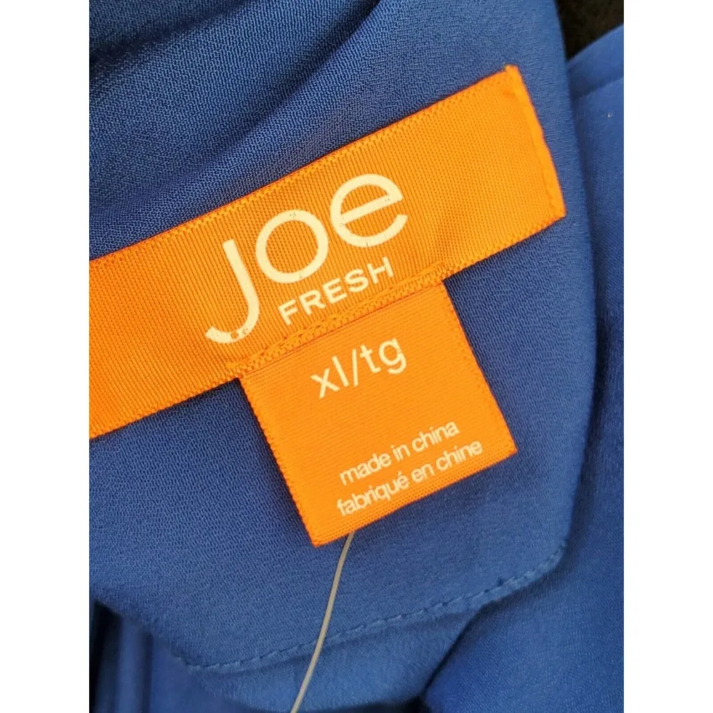 Joe Fresh Women's Blue 100% Polyester Sleeveless Round Neck Knee Length Dress XL - Image 10