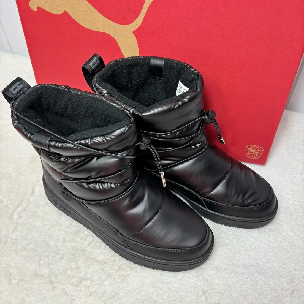 PUMA Sleek Black Winter Snow Boots Size 6 NEW - Image 2
