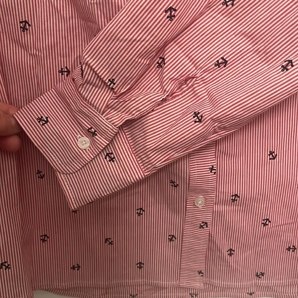 NWT IZOD Red White Blue Nautical Anchor Boating Button Down Shirt Size Large - Image 6