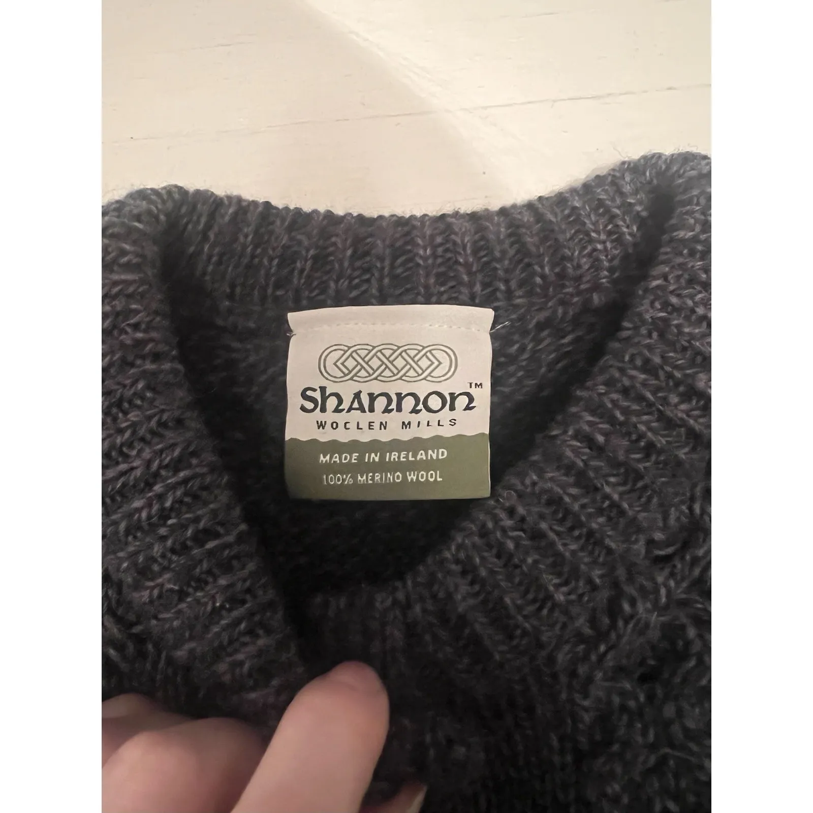 Shannon Woolen Mills Ireland 100% Merino Wool Cardigan Women's M Gray Chunky Size M - Image 3