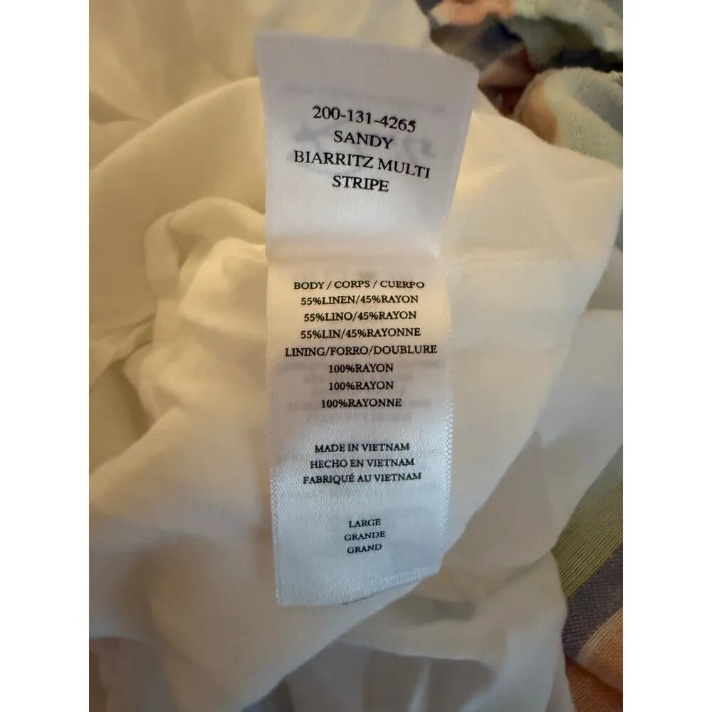 Rails Sandy Linen Blend Ruffle Mini Summer Sundress Women’s Sz L Biarritz Stripe - Image 8