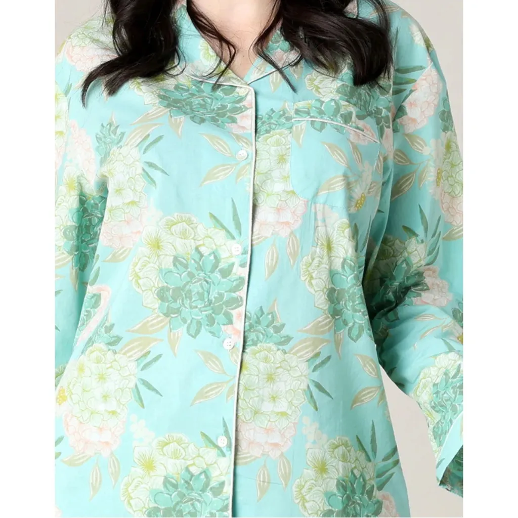 Mahogany Jolene Pajama Set in Blue/Green Floral Size Medium NWT Preppy Coastal Blue - Image 2