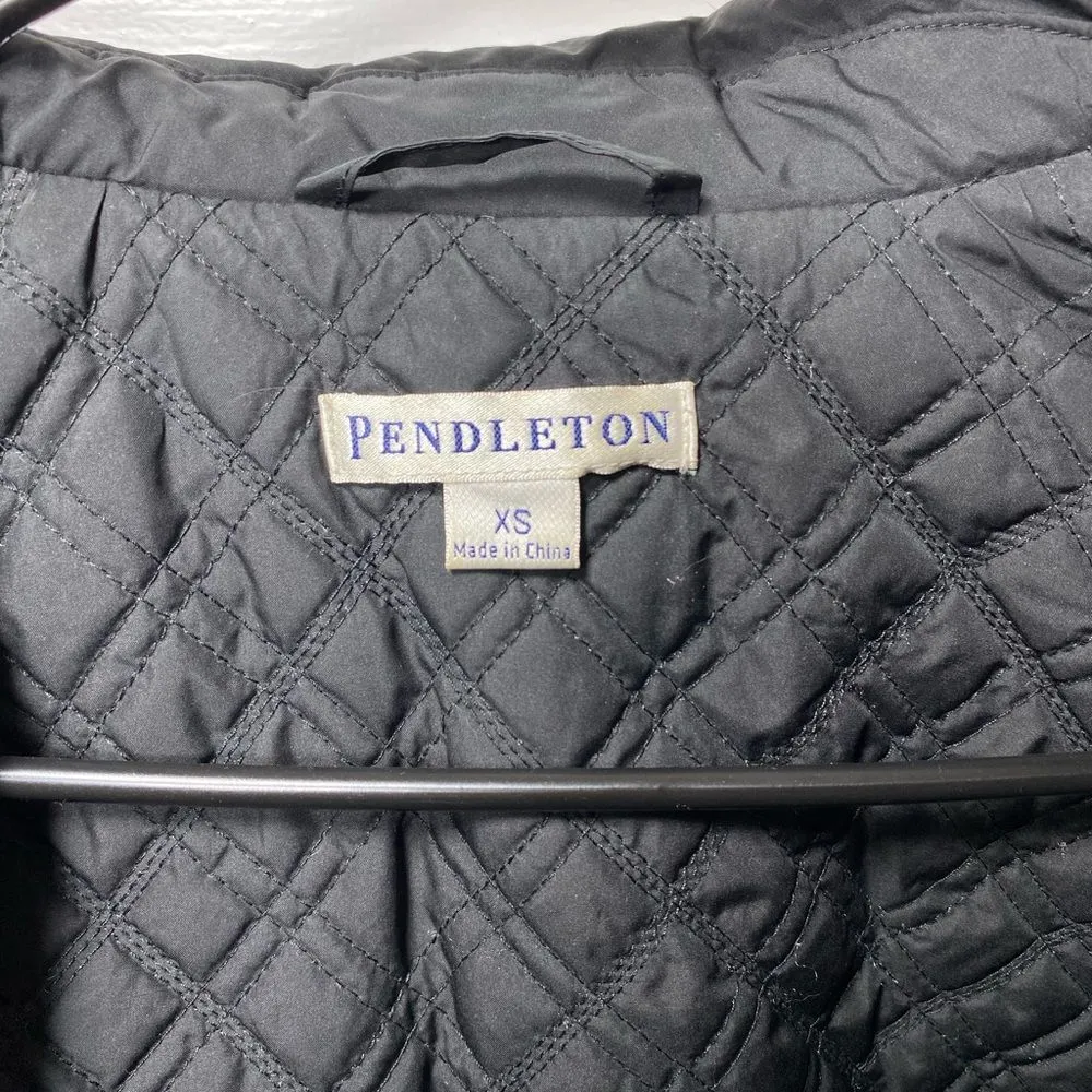 Pendleton | Lightweight Belted Puffer Jacket with Fox Fur Trim - Image 2