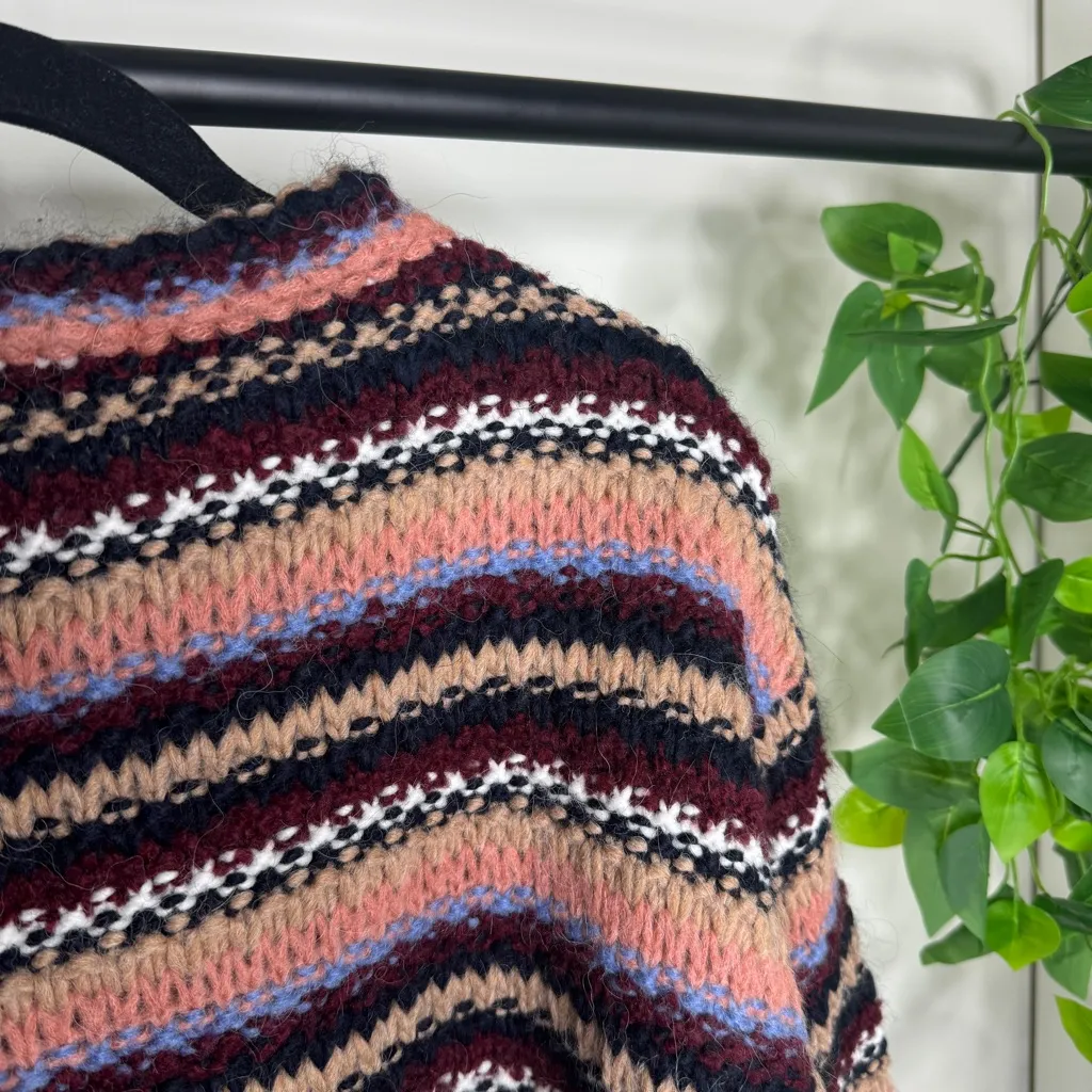 Anthropologie Elsamanda Striped Chunky Knit Alpaca Wool Blend Sweater M Medium - Image 9