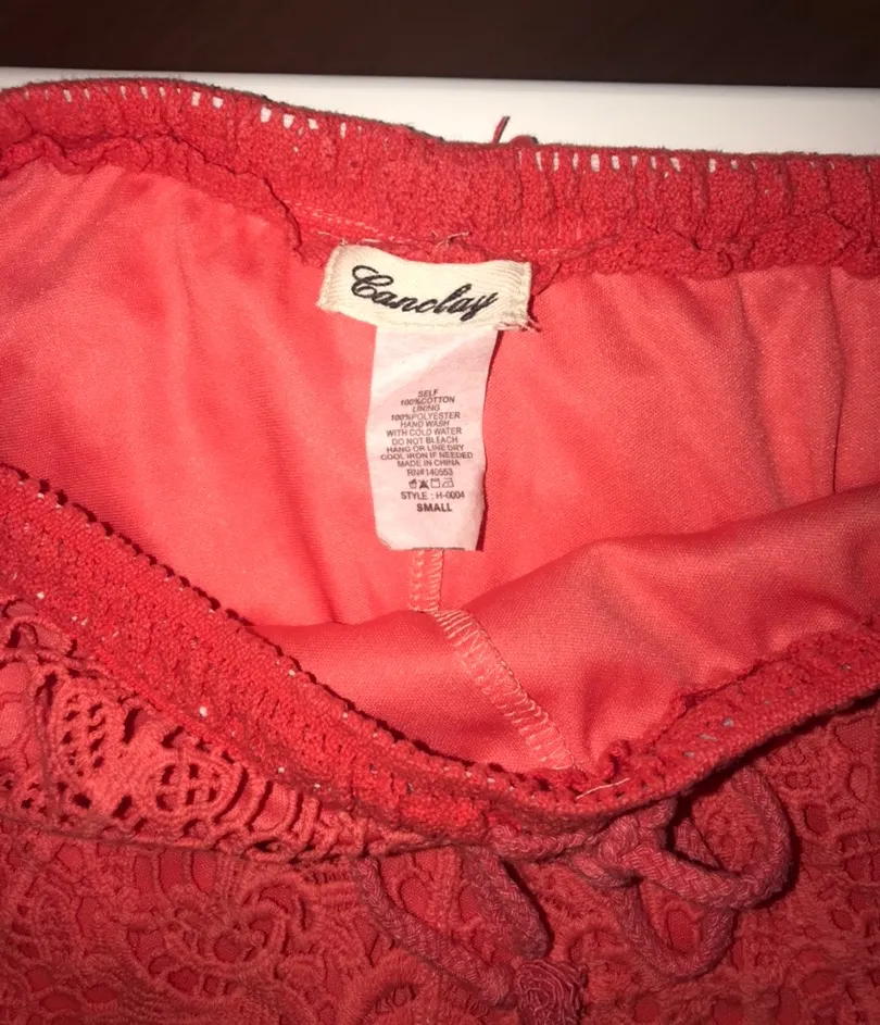 Boutique Bright Coral Lace Shorts Pink - Image 2