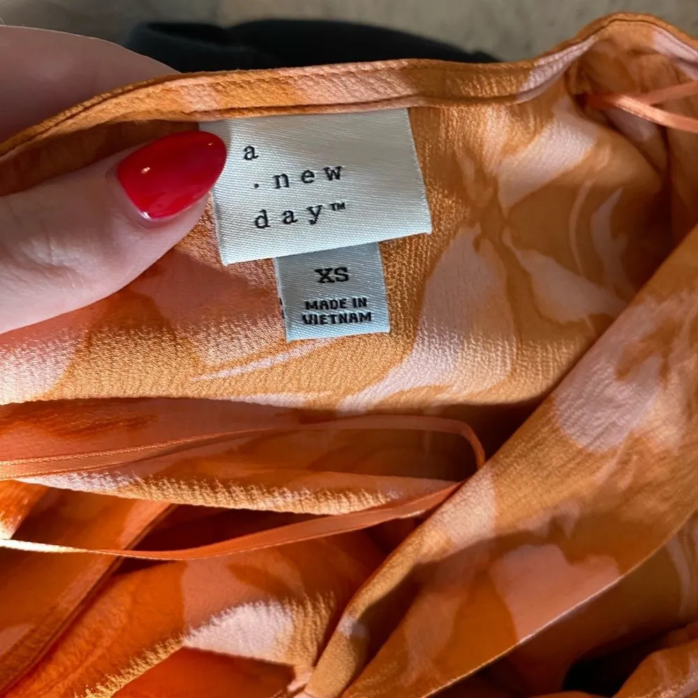 A New Day Size Extra Small Midi Length Dress Wrap Tie Dress Floral - Image 2