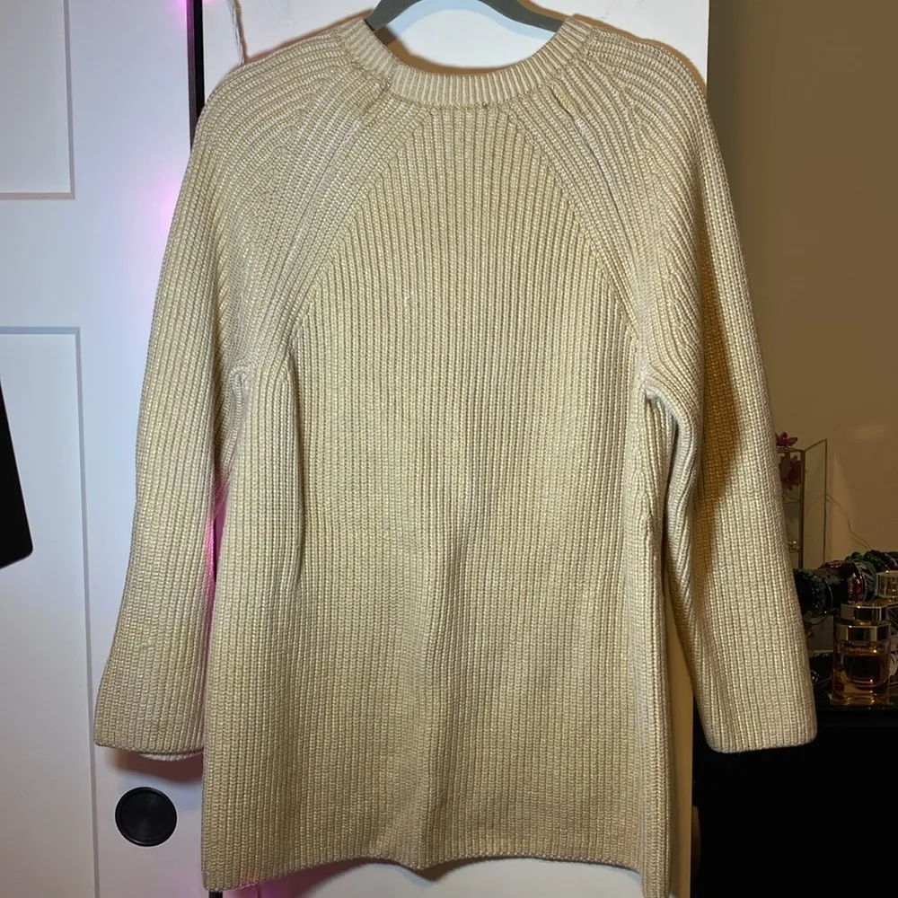 Express London Metallic Knit Sweater Medium EUC Oversized - Image 6