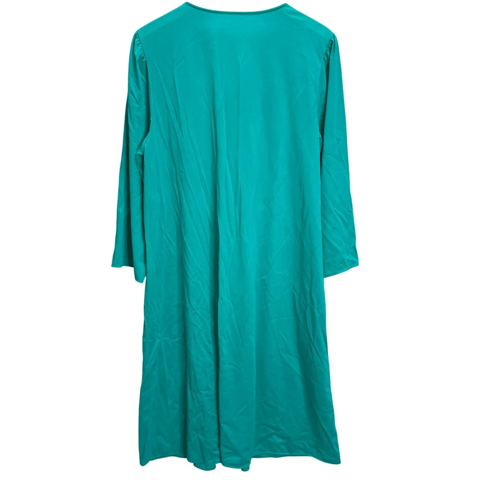 Vintage Shadowline Nylon Nightgown Turquoise Green Size XL Lace Detail Button - Image 2