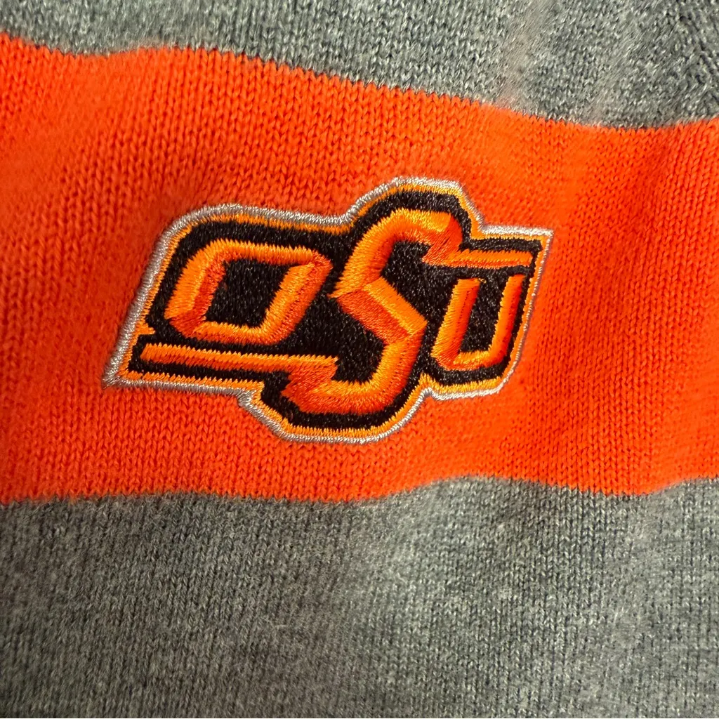 Cutter & Buck OSU Gray and Orange Striped Hoodie Women's Small - Image 2