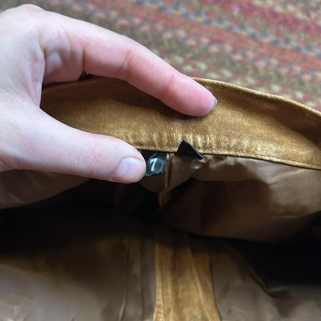 VTG BROWN SUEDE LEATHER WRANGLER HIGH RISE WESTERN PANTS RARE FIND Tan - Image 4