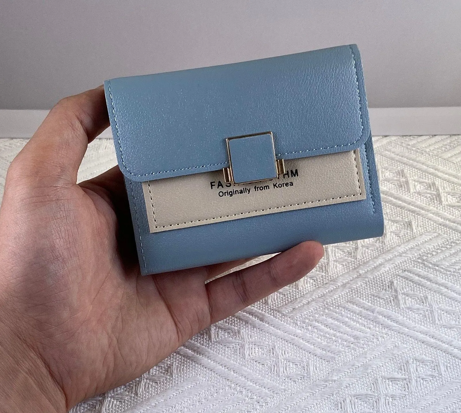 Wallet for Women,Trifold Snap Closure Small Wallet,Credit Card Holder Blue - Image 5