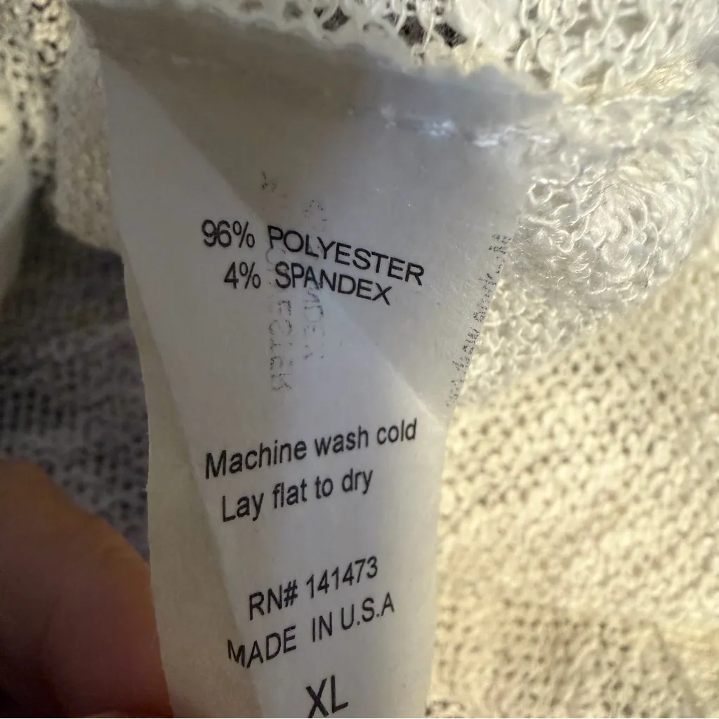 Notre Dame Fighting Irish Graphic open knit sweater P. Michael women's XL NWT White - Image 8