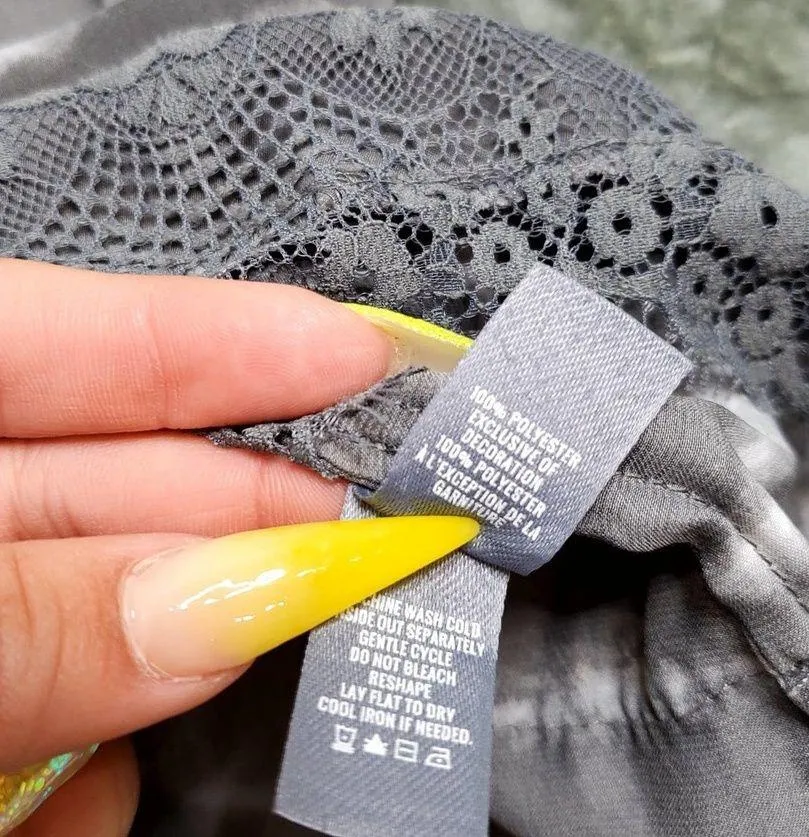Gray Tie Dye Lace Hem Slip - Image 3
