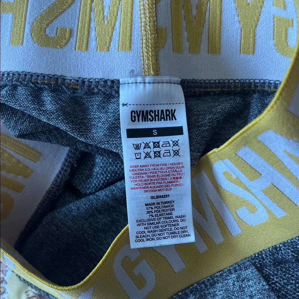 Gymshark Gray and Yellow Athletic Shorts - Image 3