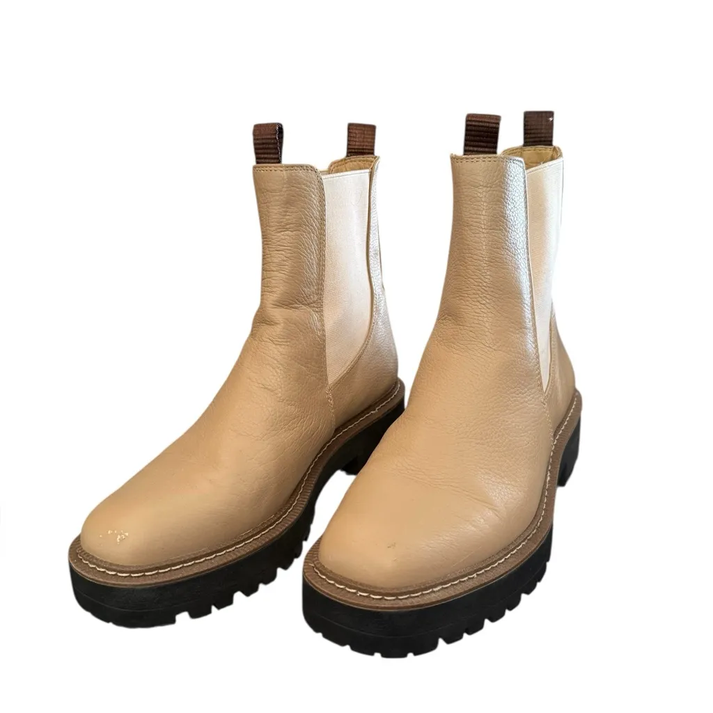 Sam Edelman Laguna Chelsea pull on block heel lug sole Boot 8.5 tan black chunky - Image 3