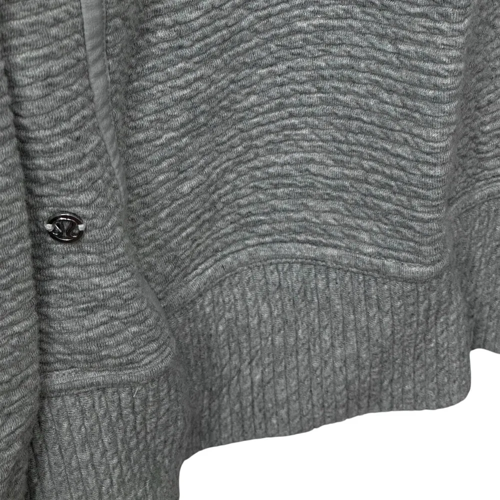 Lululemon On Repeat Bomber Jacket 12 Gray Textured Knit Full - Image 6