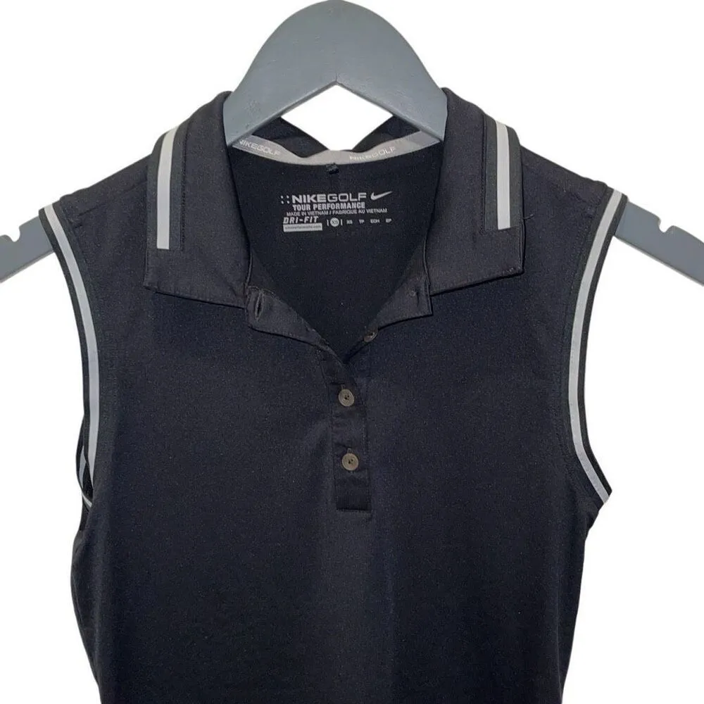 Nike Women's Sleeveless Golf Tour‎ Performance Polo Shirt Black White Size XS - Image 4