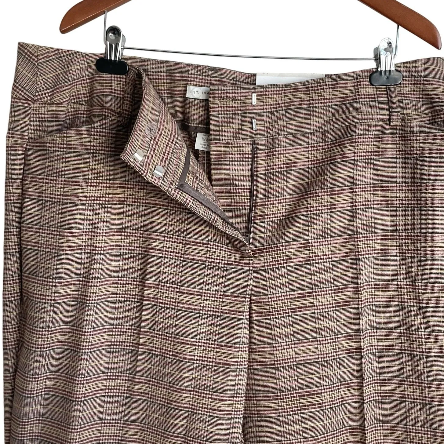 Cato‎ Women Plaid Trousers 18W Beige Wide Leg Stretch Career Tailored Workwear - Image 4