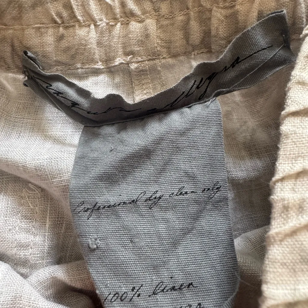 Raquel Allegra Linen Light Green Patterned Cropped Pants Gray Size L - Image 5