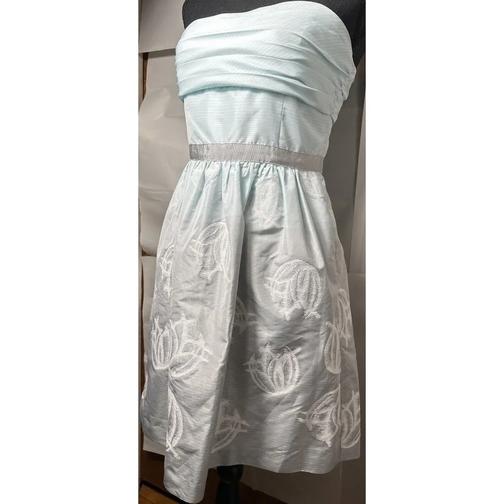 BCBG Maxazria Ombre Green‎ and Grey Cocktail Mini Strapless Dress Size 6 - Image 4