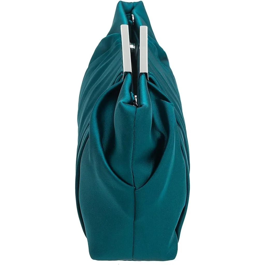 ⚡ Women's Elegant Evening Pleated Satin Simple Classy Formal Green Clutch Bag - Image 4