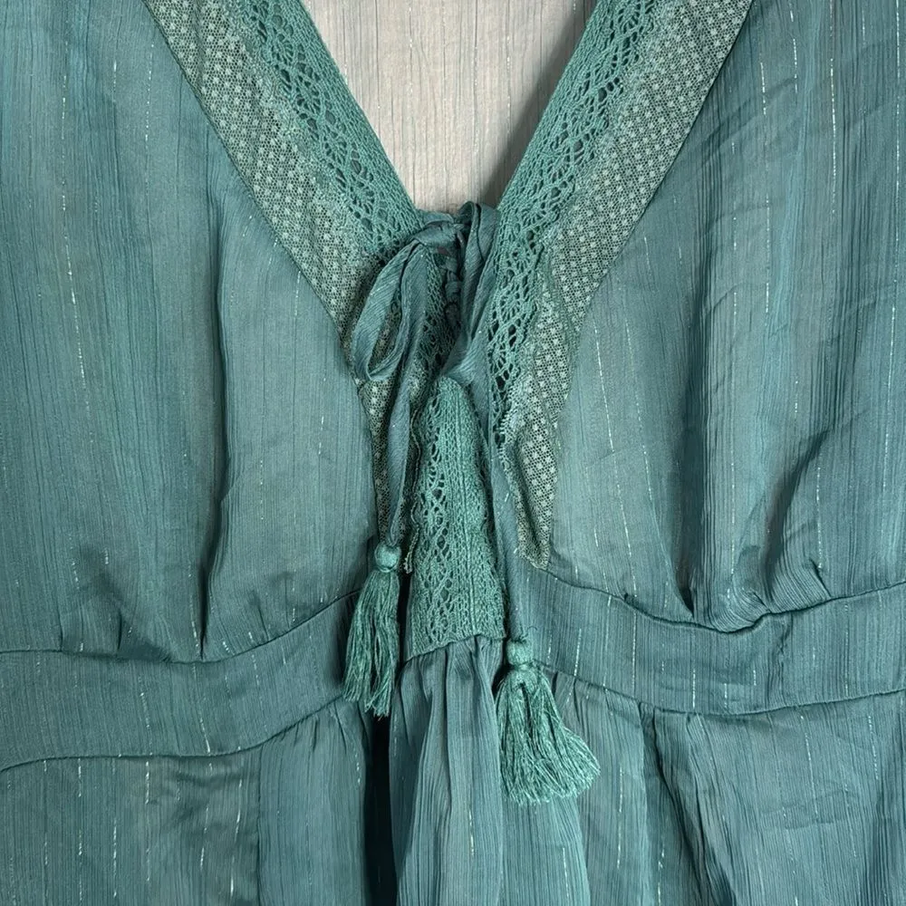 Torrid ladies dark green babydoll  chiffon sheer blouse size 3x festival cute - Image 6