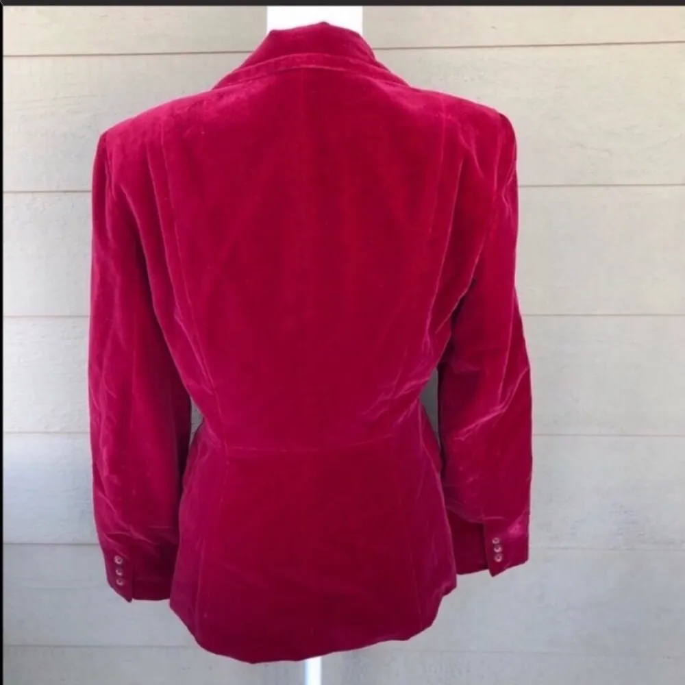 Bebe Red Velvet Blazer Size 6 - Image 5