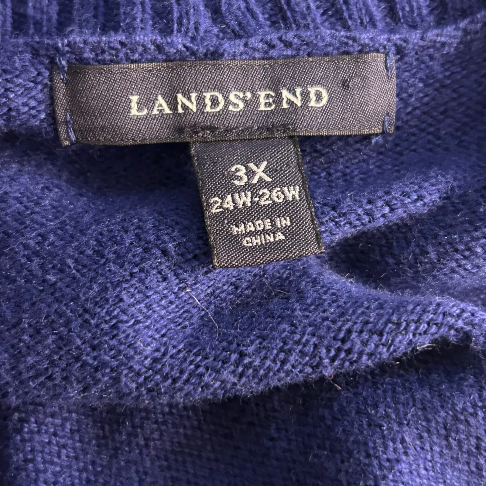 Lands End Wool Cardigan Sweater Blue 3X - Image 6