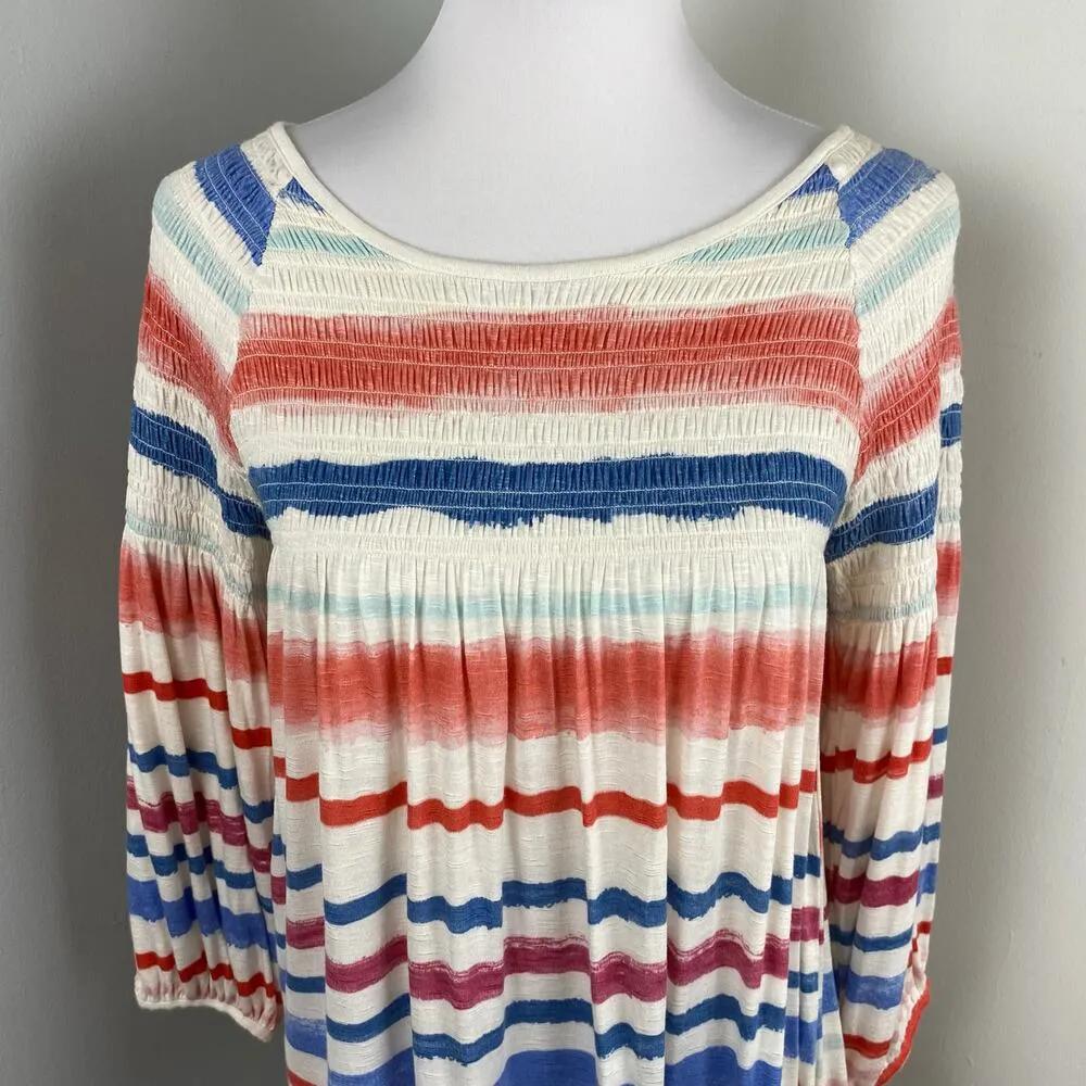 Anthropologie Meadow Rue Smocked Peasant Blouse Small Patriotic - Image 2