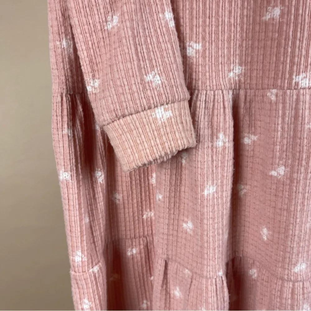 NEW Velvet Torch Medium Dress Blush Pink Mini Long Sleeve Boho Brushed Floral - Image 5