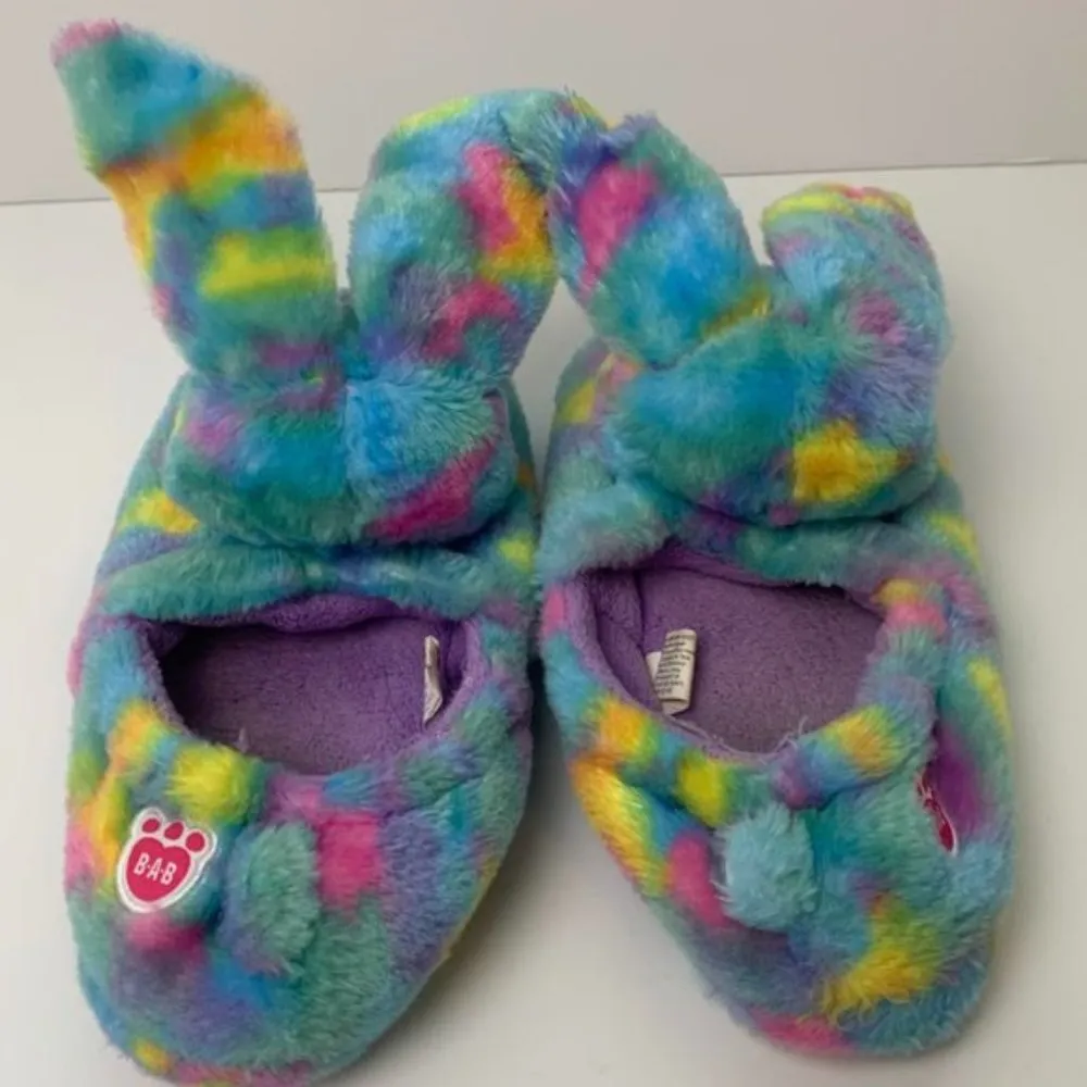 Build a Bear Workshop Tie Dye Bunny Slippers Blue Size 5 - Image 3