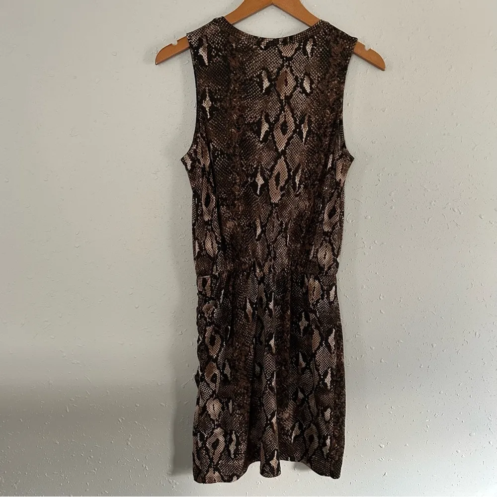Sunday in Brooklyn Brown Tan SnakeSkin Sleeveless Mini Dress Cinched Waist Small - Image 5