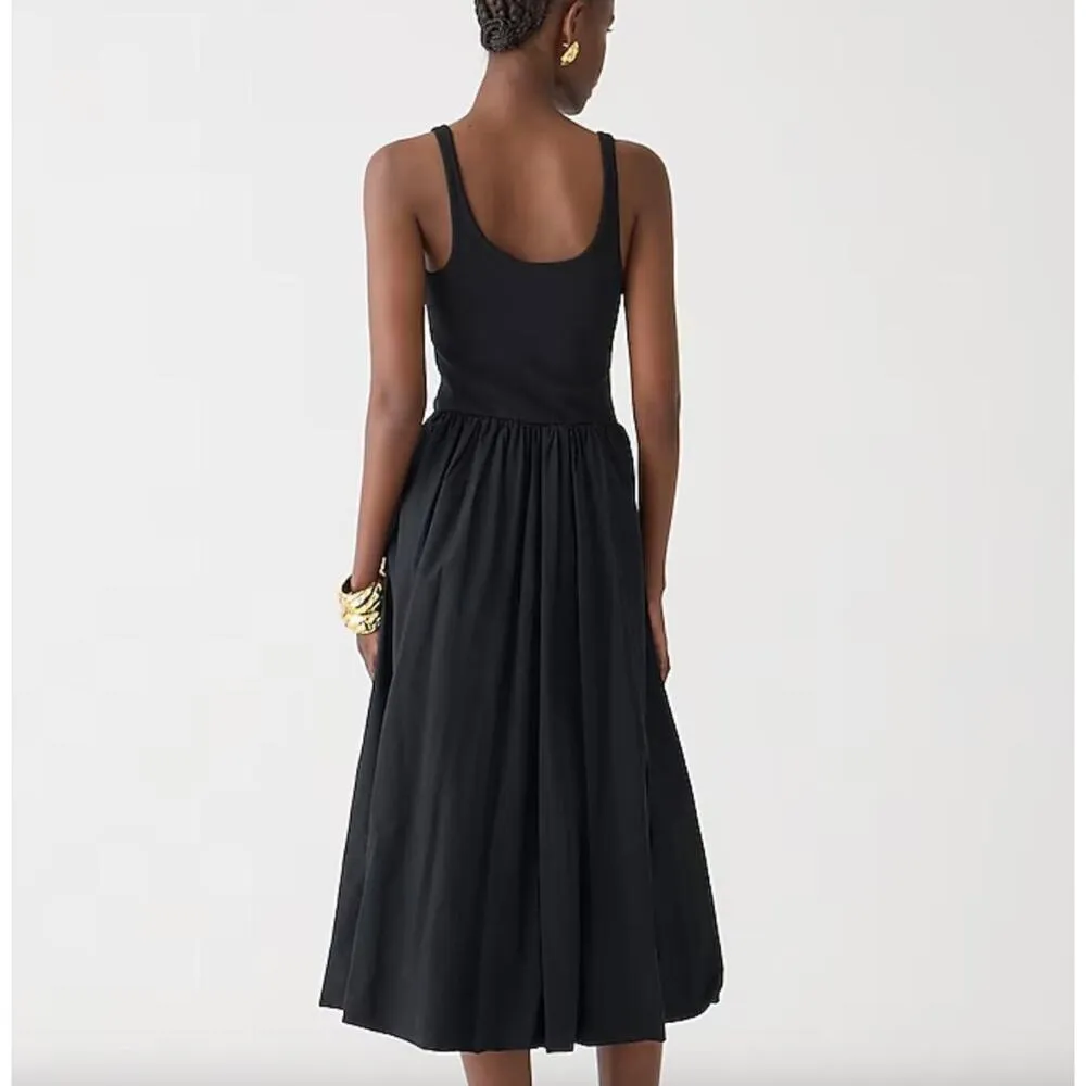 J.Crew Fitted Tank Dress Poplin Bubble A Line Skirt Pleated Black Small NWT - Image 2