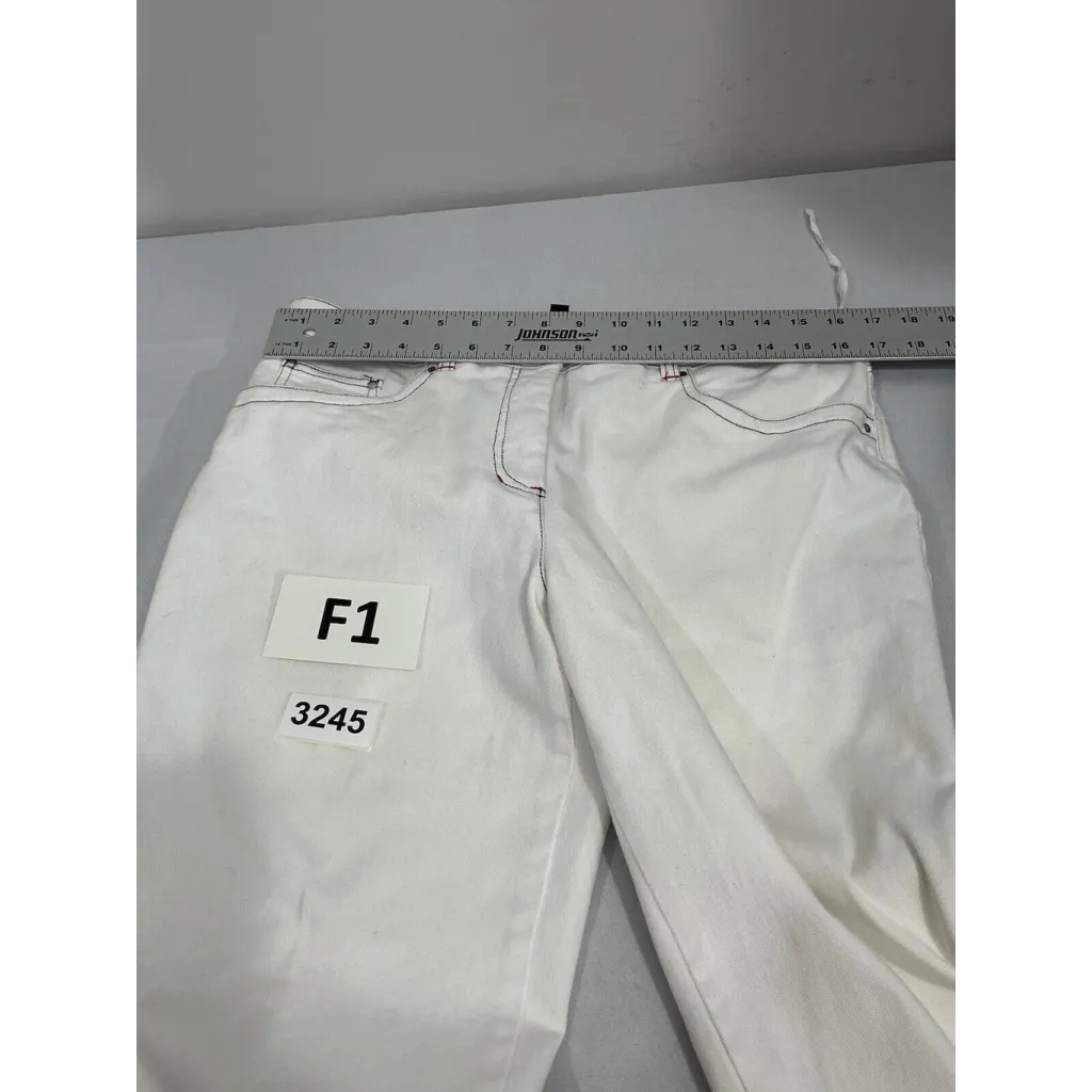Womans Jones NY Stretch Size 12 White Nautical Capri Pants - Image 5