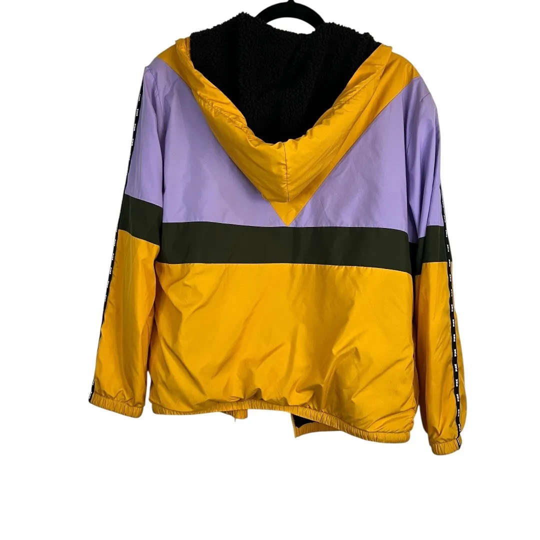 PINK Victoria's Secret Colorblocked Sherpa Lined Hooded Jacket - Size XS/S - Image 8