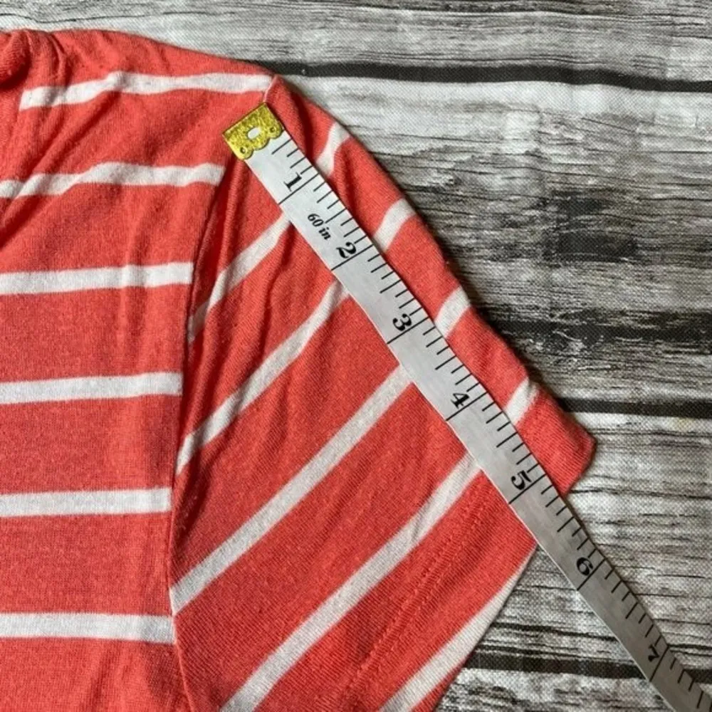Zenana Outfitters V Neck Orange and White Striped Short Sleeve Tee Shirt S Small - Image 10