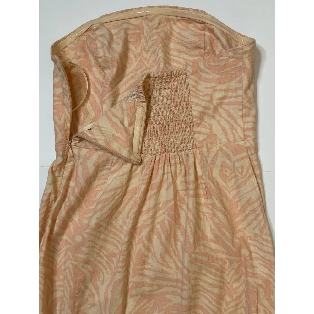 Urban Outfitters Creamsicle Zebra Print  Linen Blend Strapless Slit Midi… - Image 8