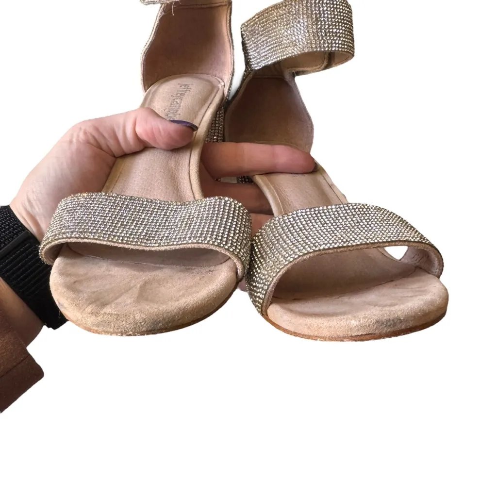 Jeffrey Campbell - Lindsay Rhinestone Block Heel Sandals Champagne Sz 6.5 - Image 5
