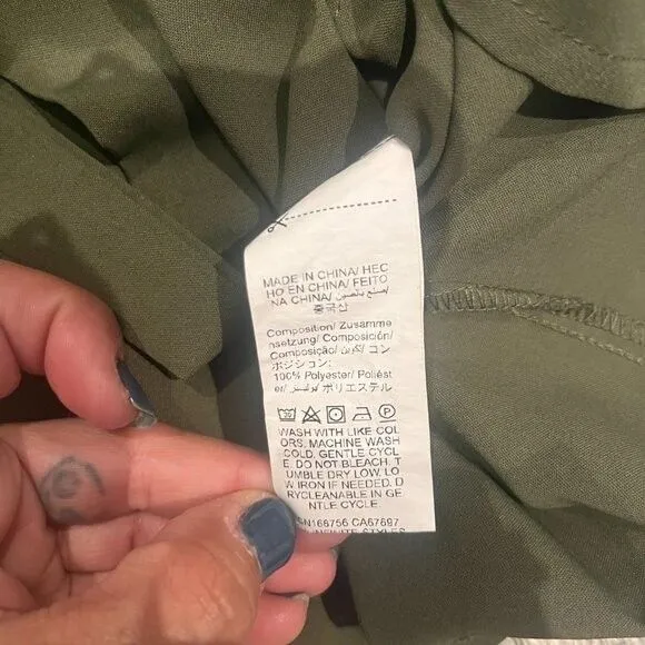 Shein Curve 4XL Forest Green Womens Blouse Short Sleeve V Neck Button Up W/Belt - Image 5