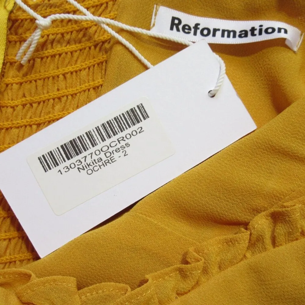 NWT Reformation Nikita Midi in Ochre Yellow Tie Straps Tank Dress 2 - Image 5