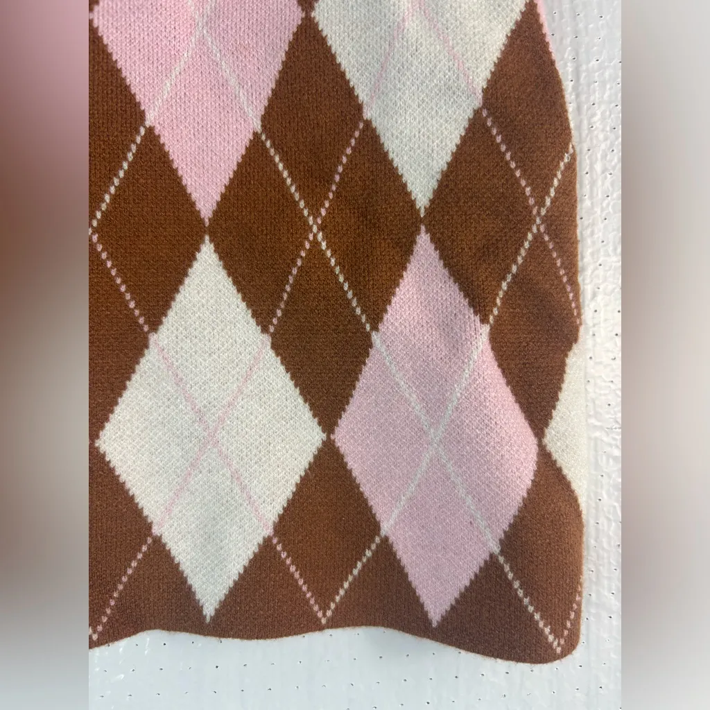 Papaya L Argyle Preppy Knit Neapolitan Mini Skirt - Image 2